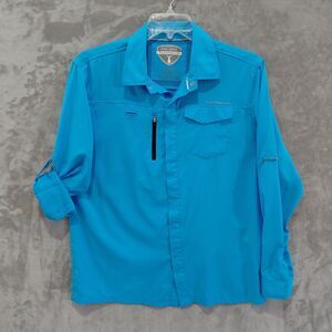 Tunaskin Ahi One Snap Up Performance Shirt Men's Medium Fishing Performance Blue
